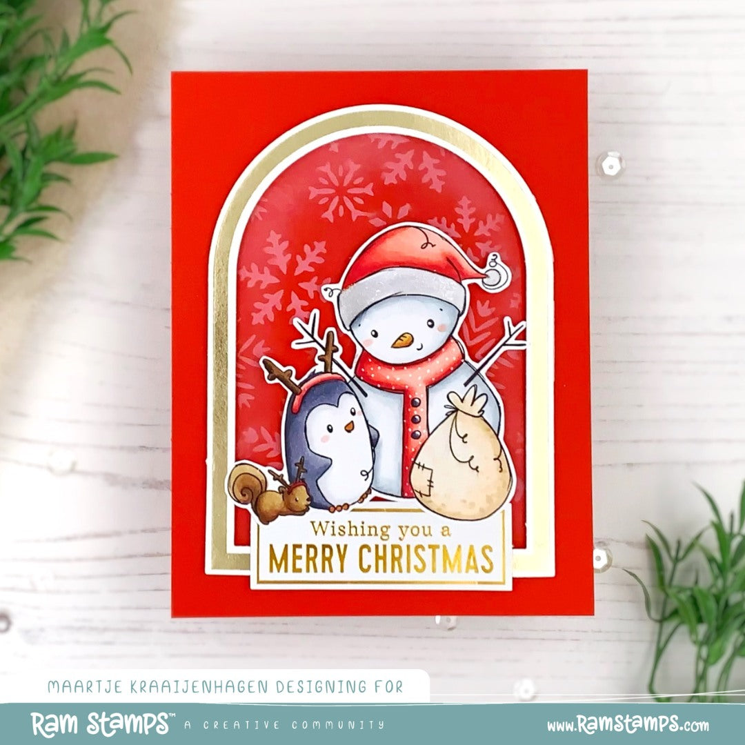 'Penguin & Snowman: Santa Snowman' Digital Stamp