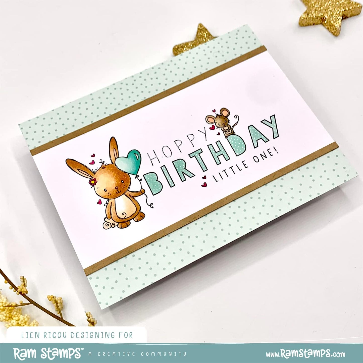 'Hoppy Birthday Bunny' Mini Scene Creator Digital Stamp