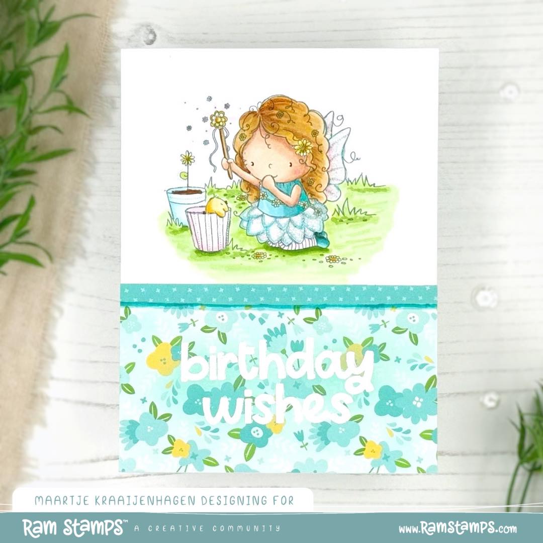 'Fairy & Birdy: Garden Pot' Digital Stamp