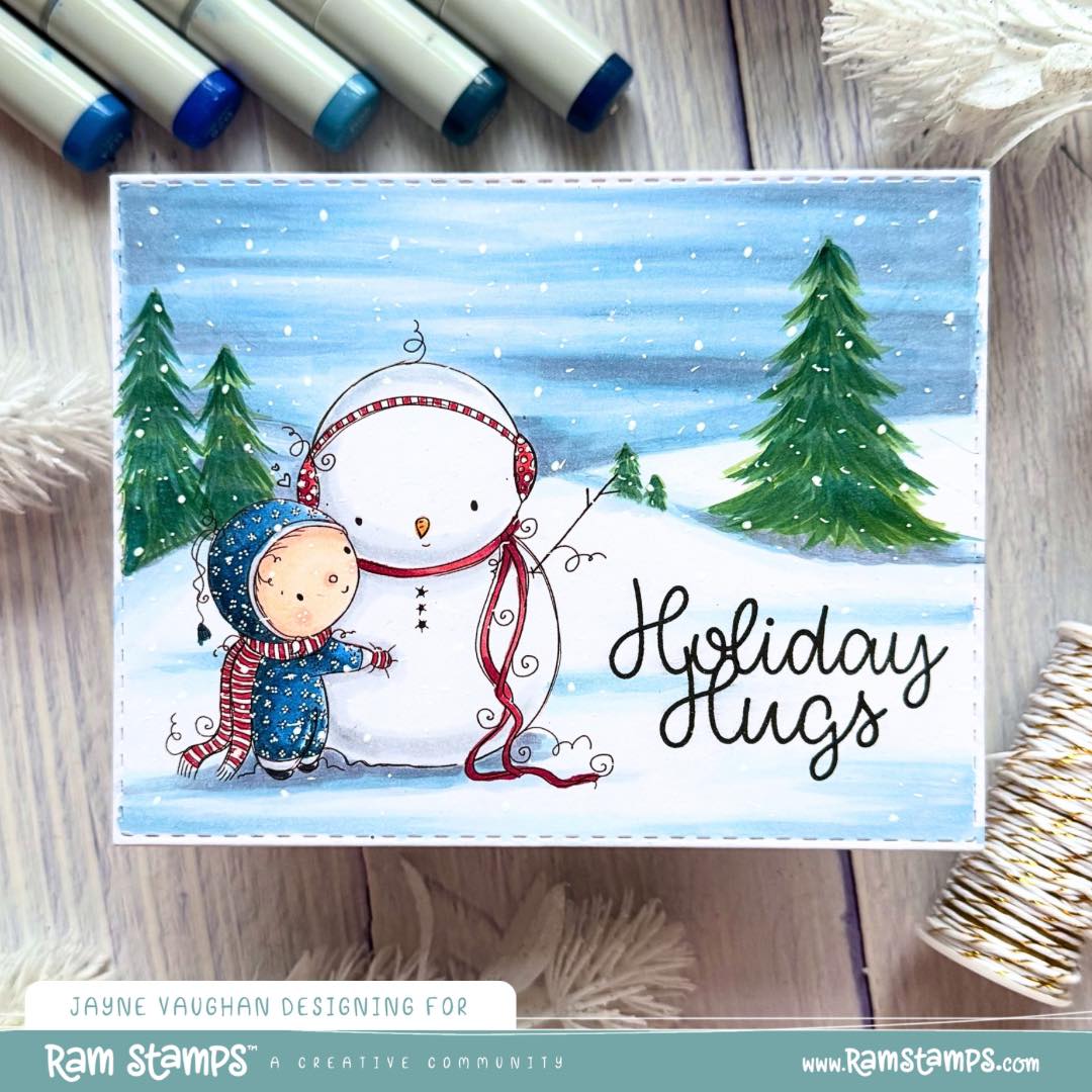 'Snowman Hug' Christmas Digital Stamp