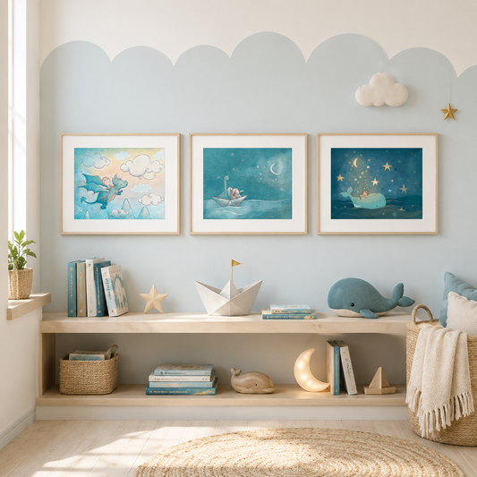 'Dreams Set Sail' Children's Wall Art Print Set of 3