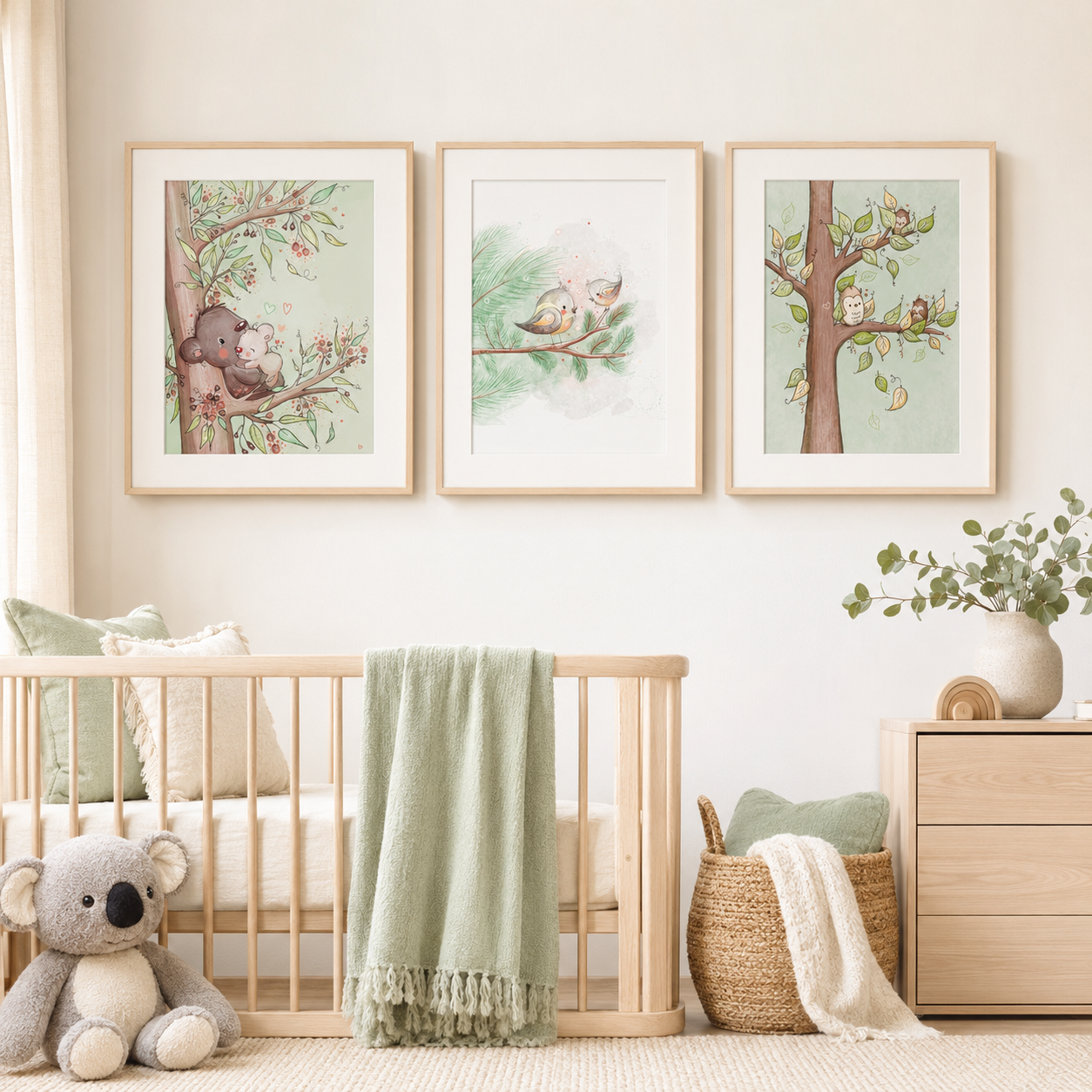 'The Treetop Club' Children's Wall Art Print Set of 3