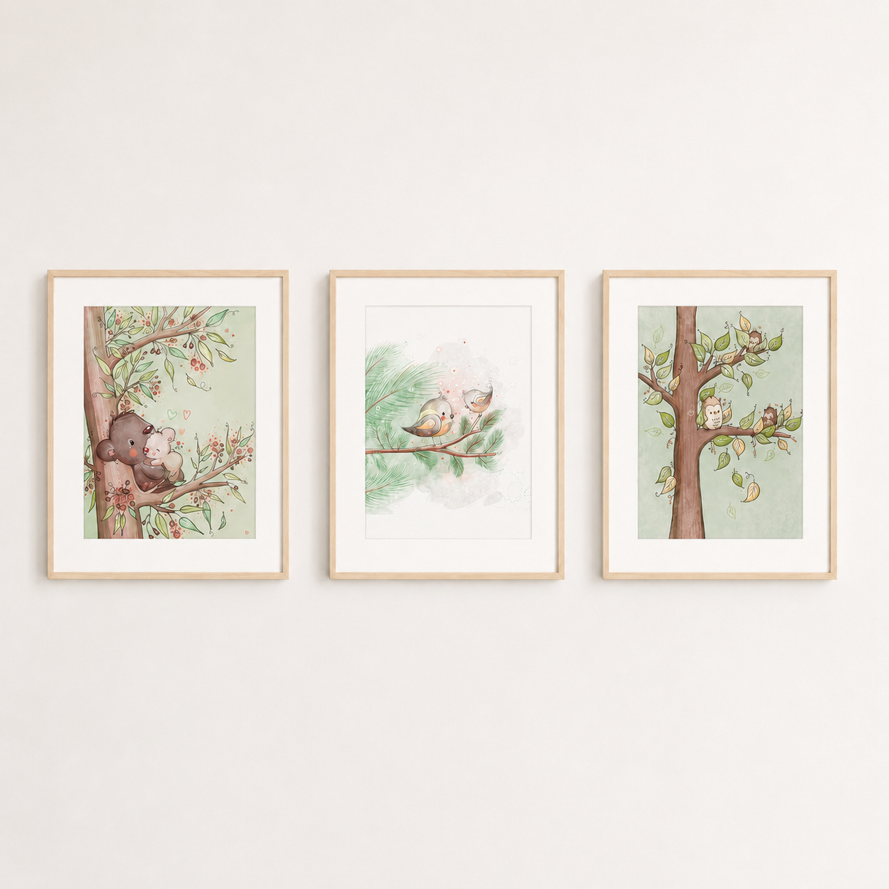 'The Treetop Club' Children's Wall Art Print Set of 3