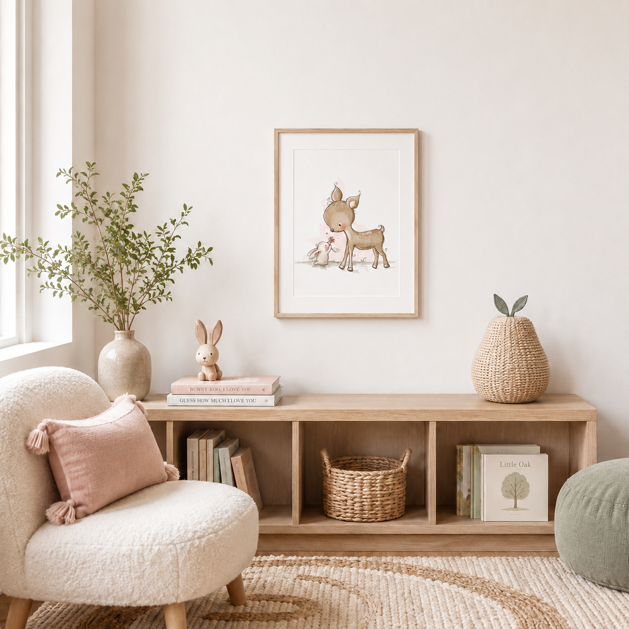 'Deer & Bunny' Children's Wall Art Print