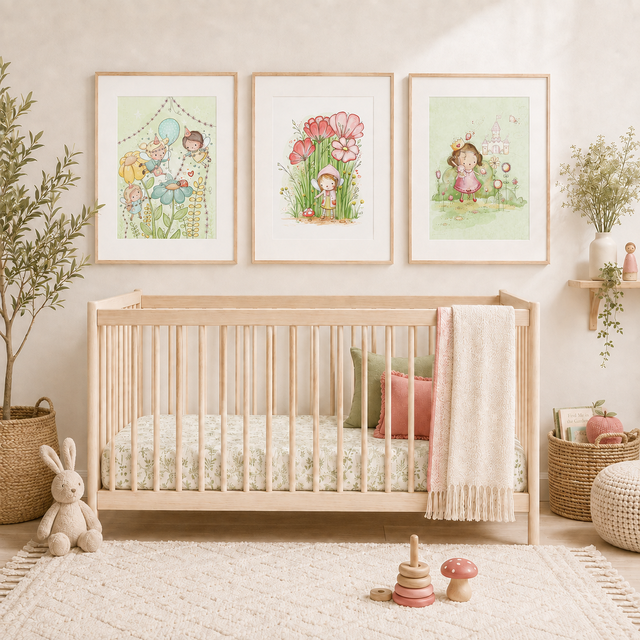 'Storybook Garden' Children's Wall Art Print Set of 3