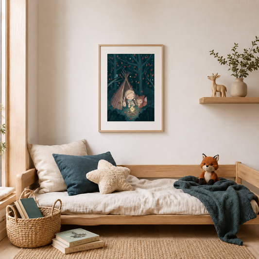 'Woodland Camping' Children's Wall Art Print
