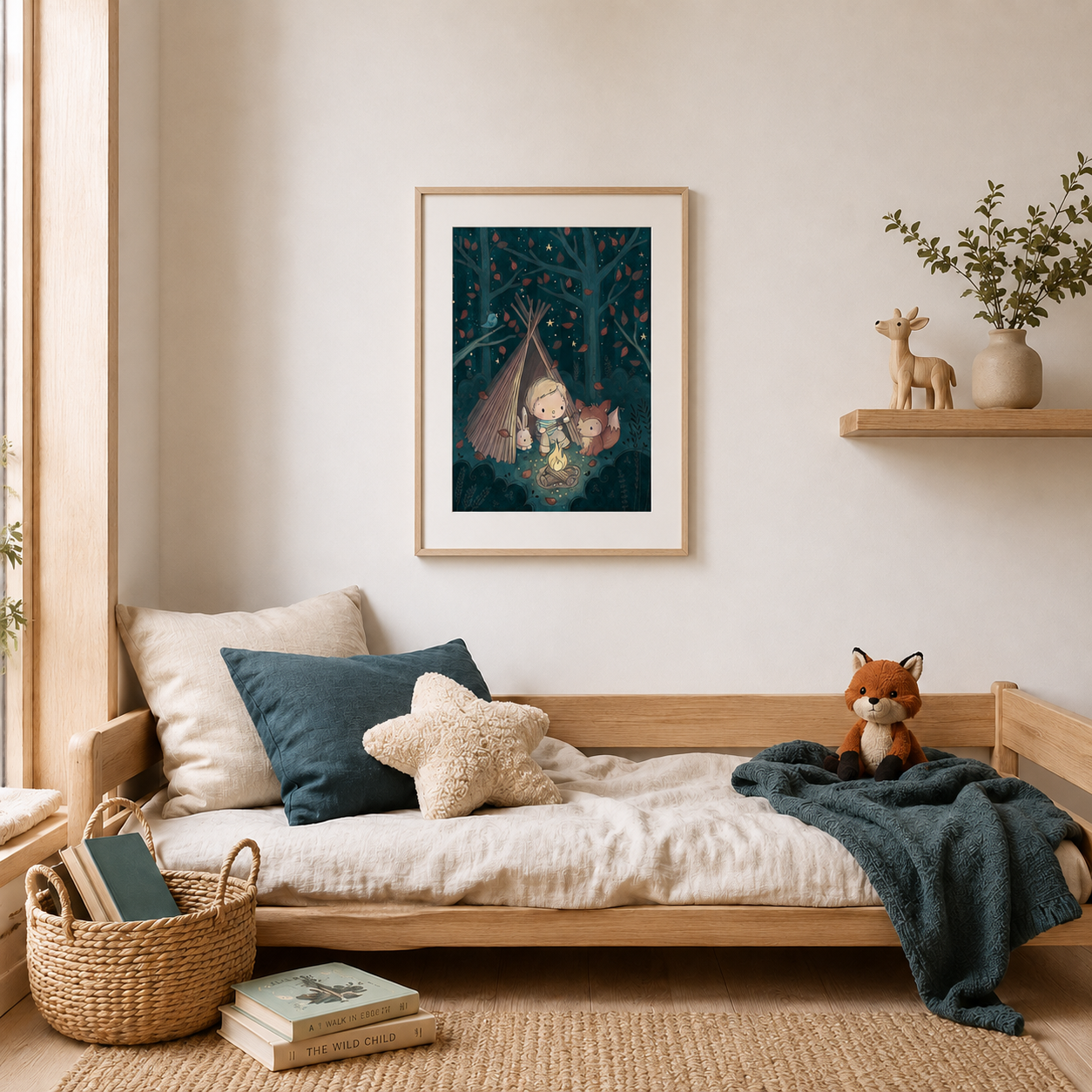 'Woodland Camping' Children's Wall Art Print