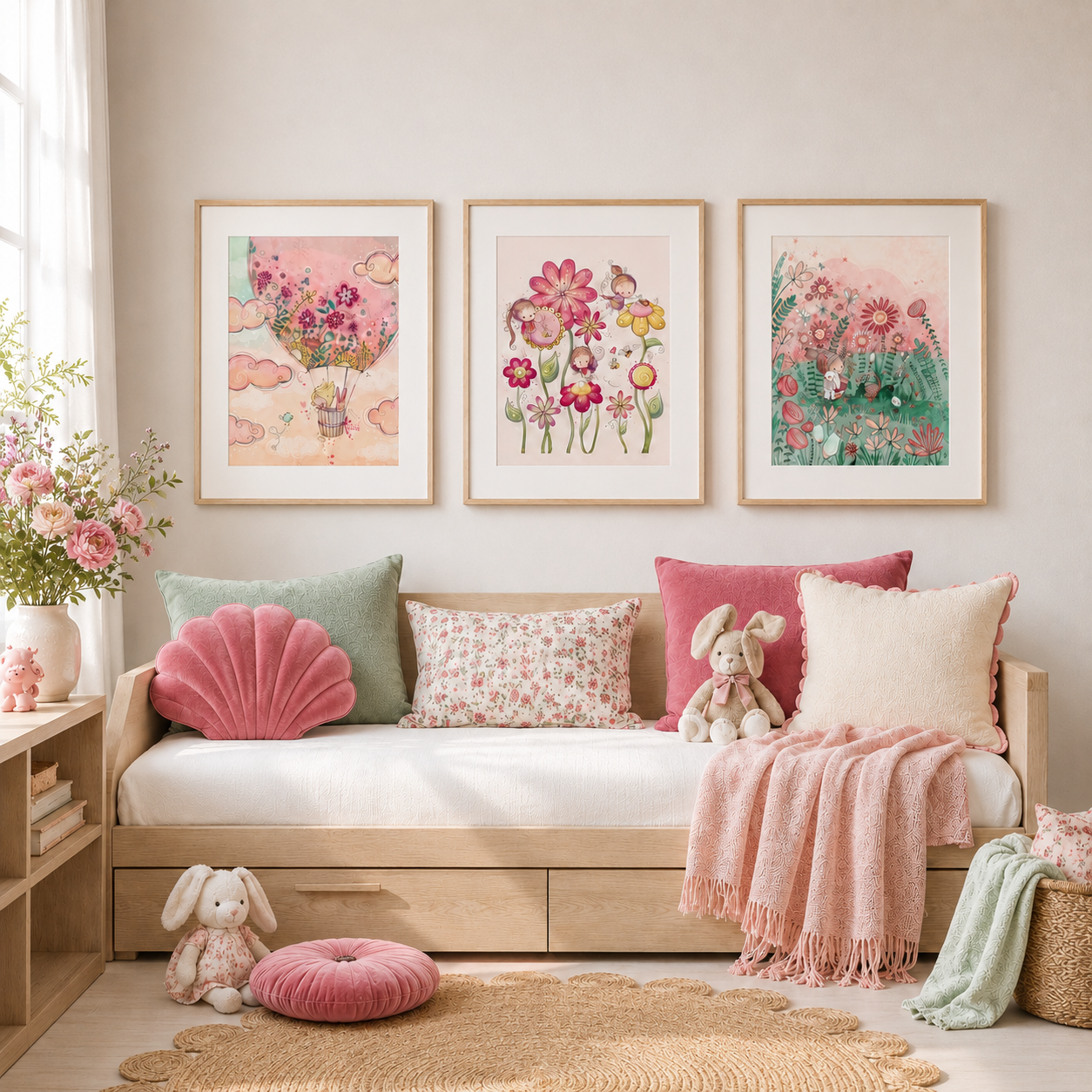'Petals & Daydreams' Children's Wall Art Print Set of 3