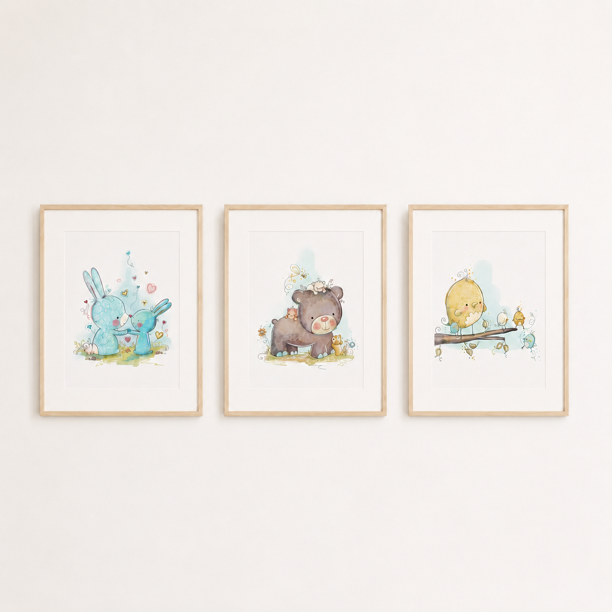 'Little Friends' Children's Wall Art Print Set of 3
