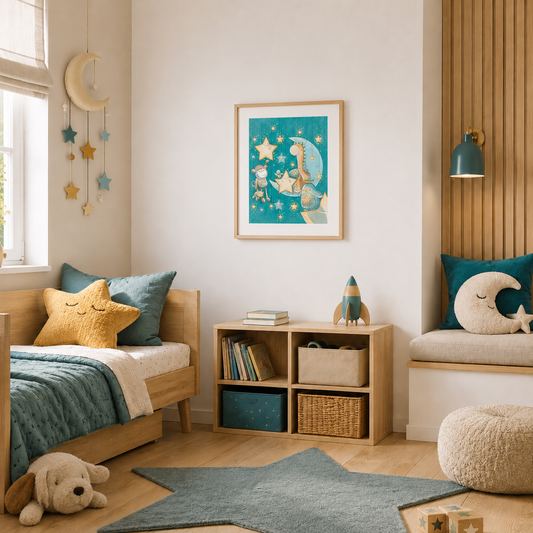 'Hanging Stars' Children's Wall Art Print