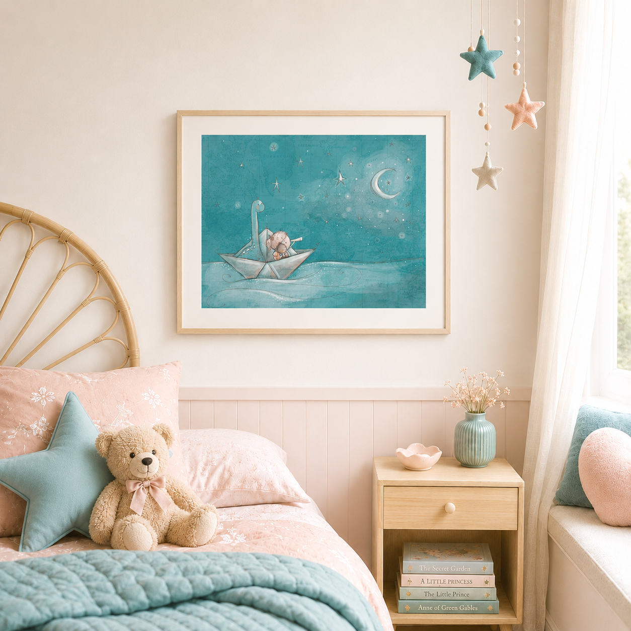 'Paper Boat Adventure (Girl)' Children's Wall Art Print