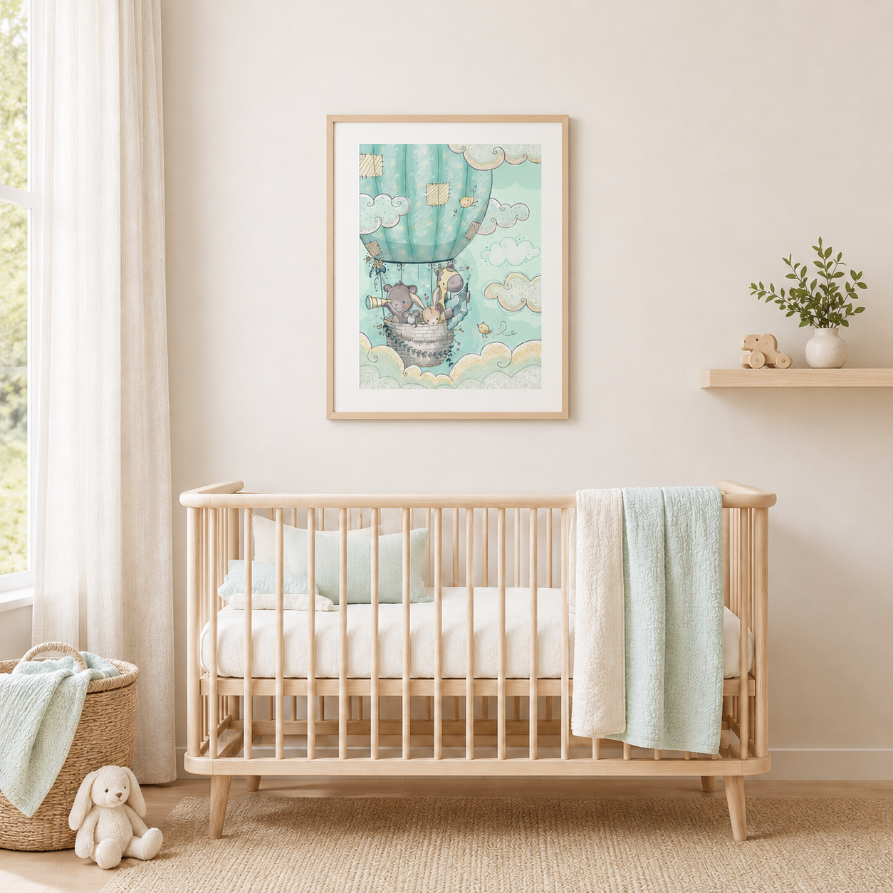 'Animal Hot Air Balloon' Children's Wall Art Print