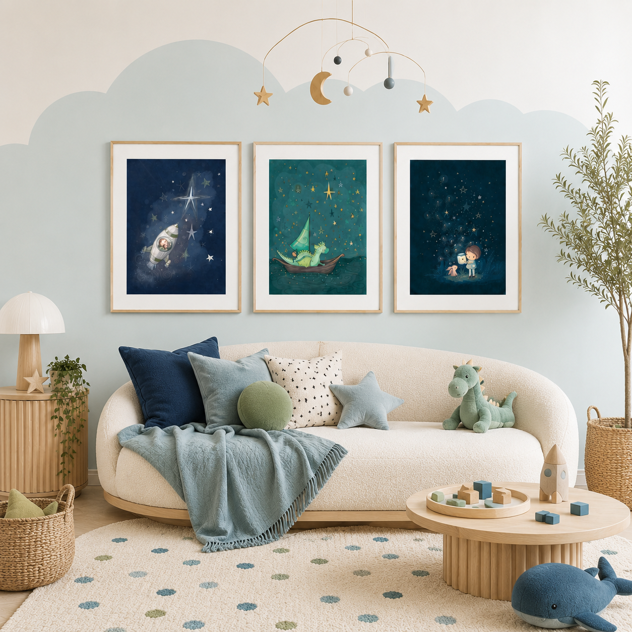 'Night Sky Adventures' Children's Wall Art Print Set of 3