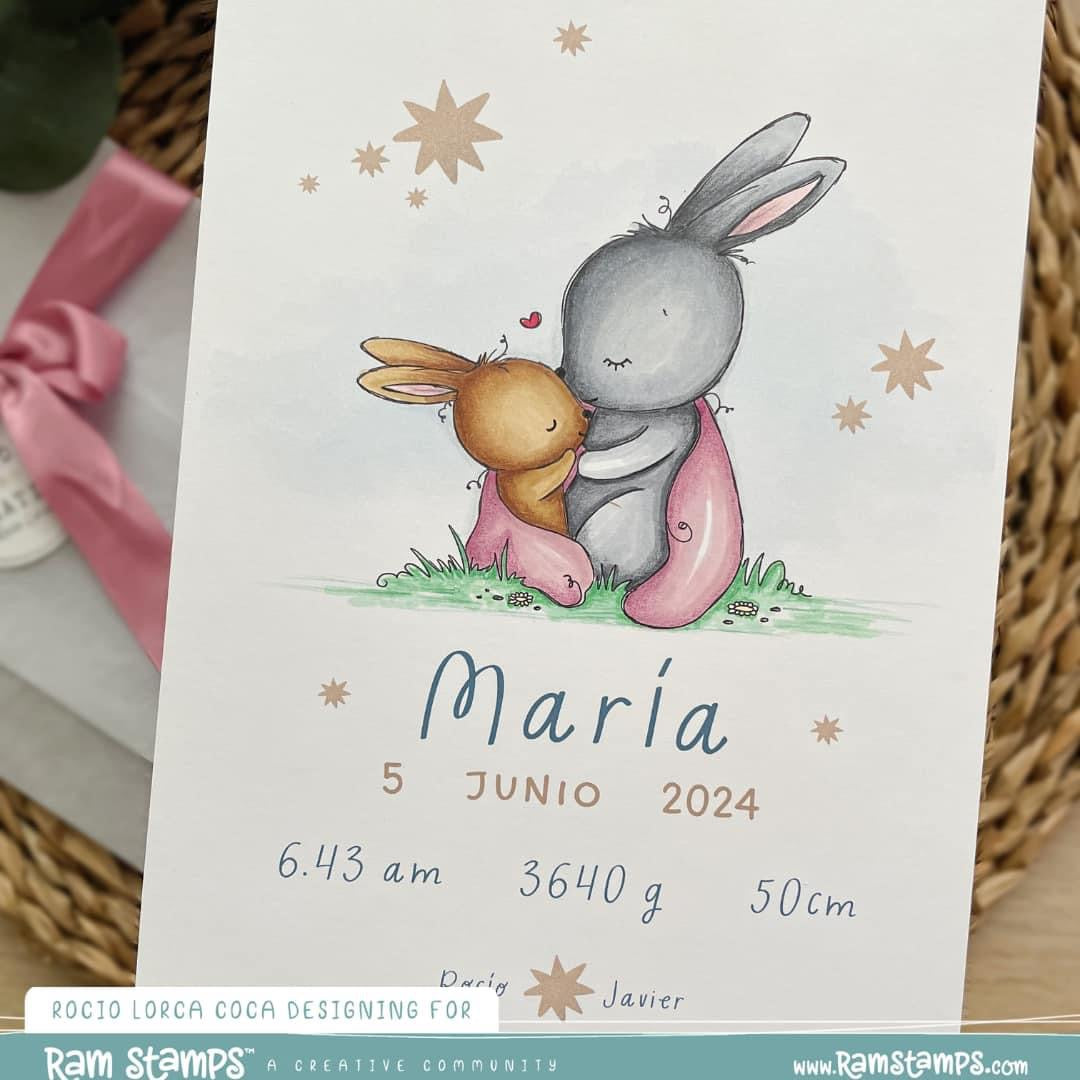 'Mother and Baby Bunny' Digital Stamp