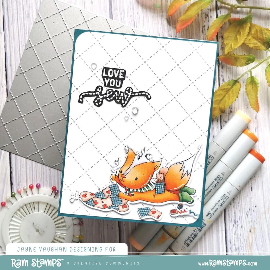 'Quilting with Fox' Digital Stamp