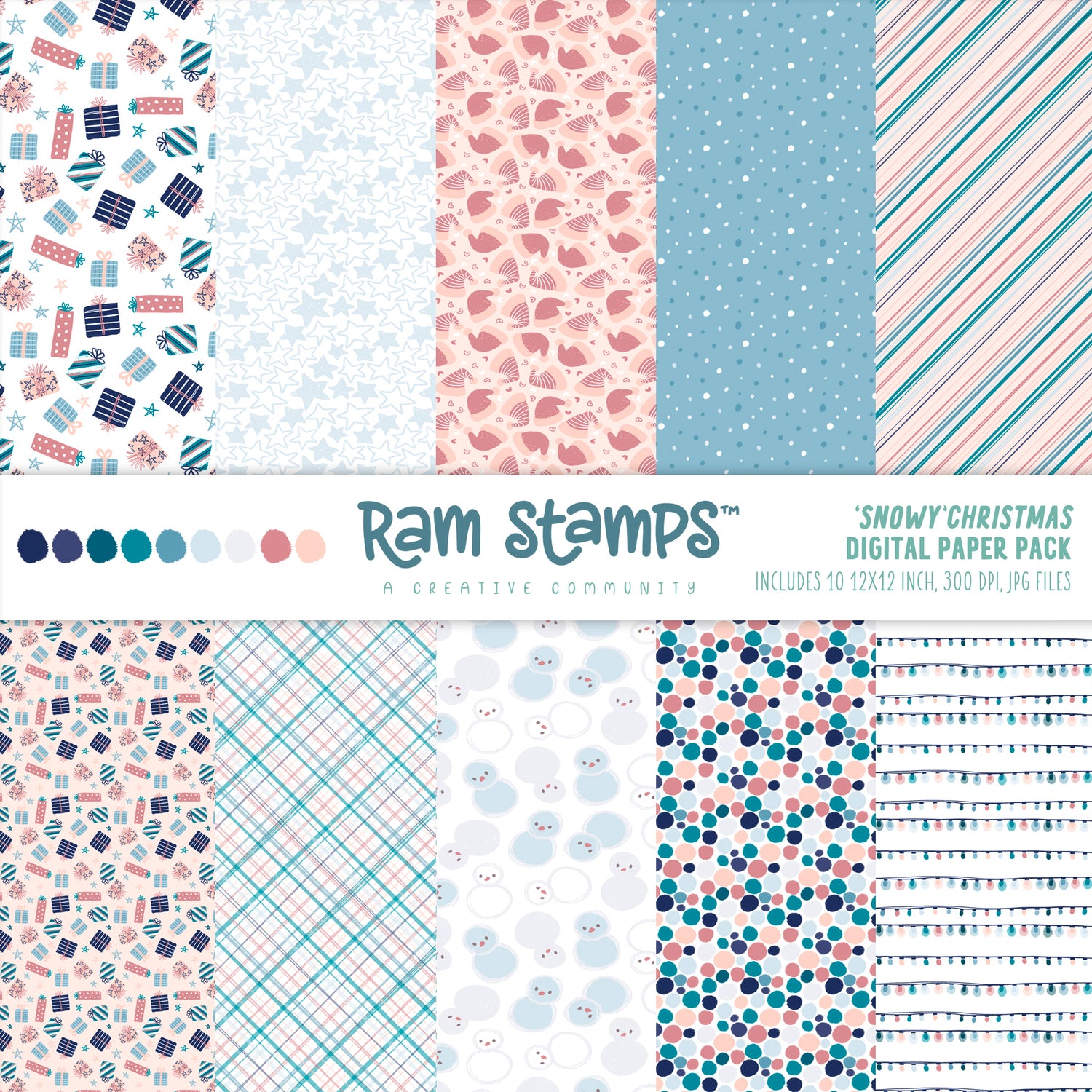 Snowy Christmas' Digital Pattern Paper Pack – Rachelle Anne Miller Creative  Studios