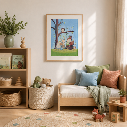 'Woodland Animal Storytime' Children's Wall Art Print