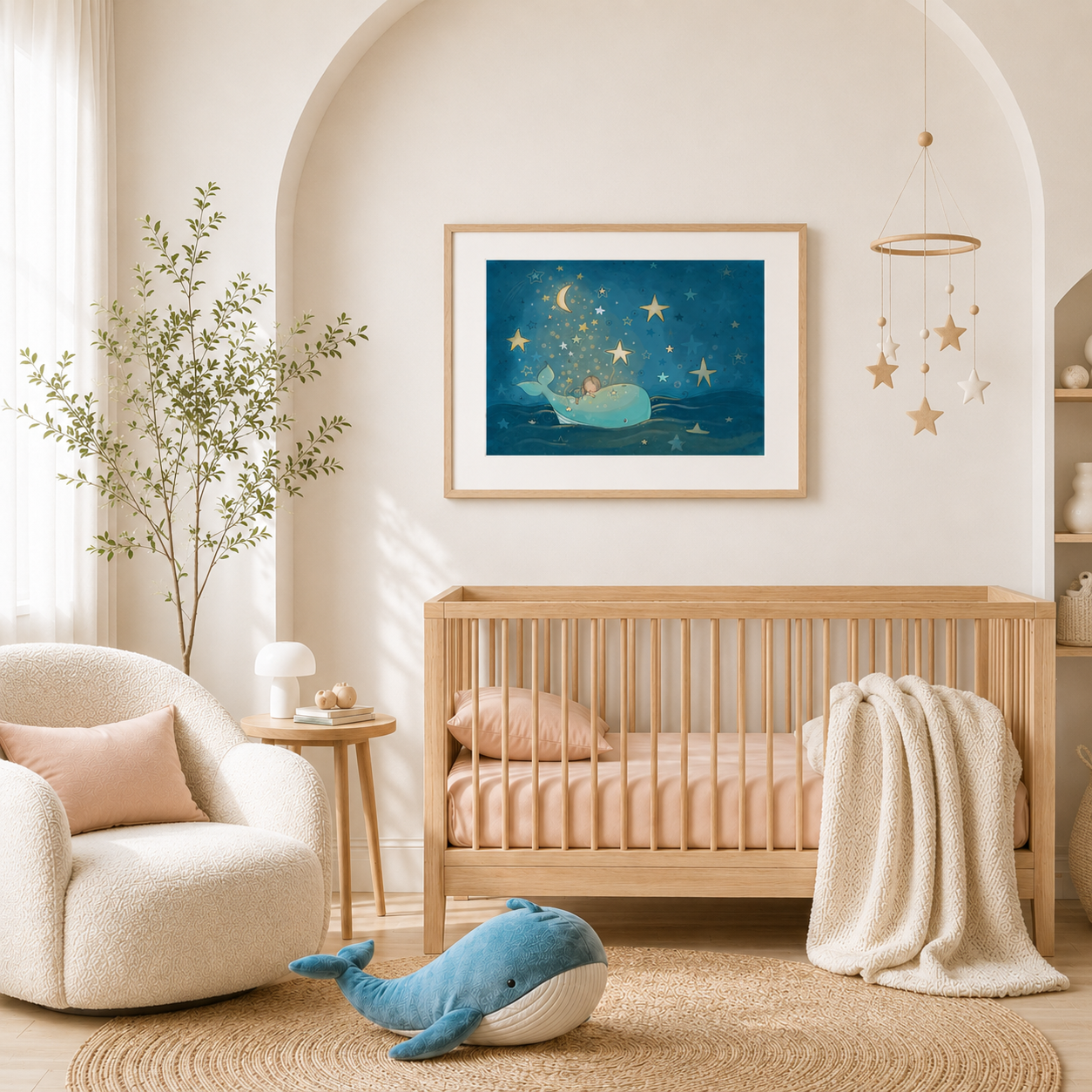 'Whale Dreams - Girl' Children's Wall Art Print