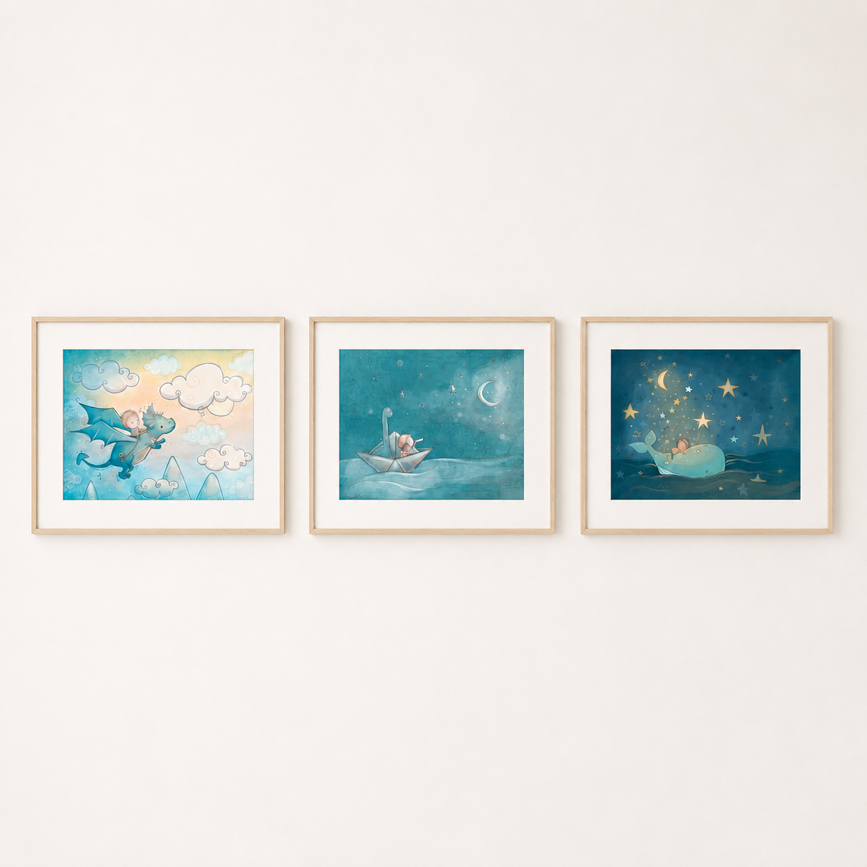 'Dreams Set Sail' Children's Wall Art Print Set of 3