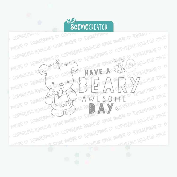 'Beary Awesome Day' Mini Scene Creator Digital Stamp