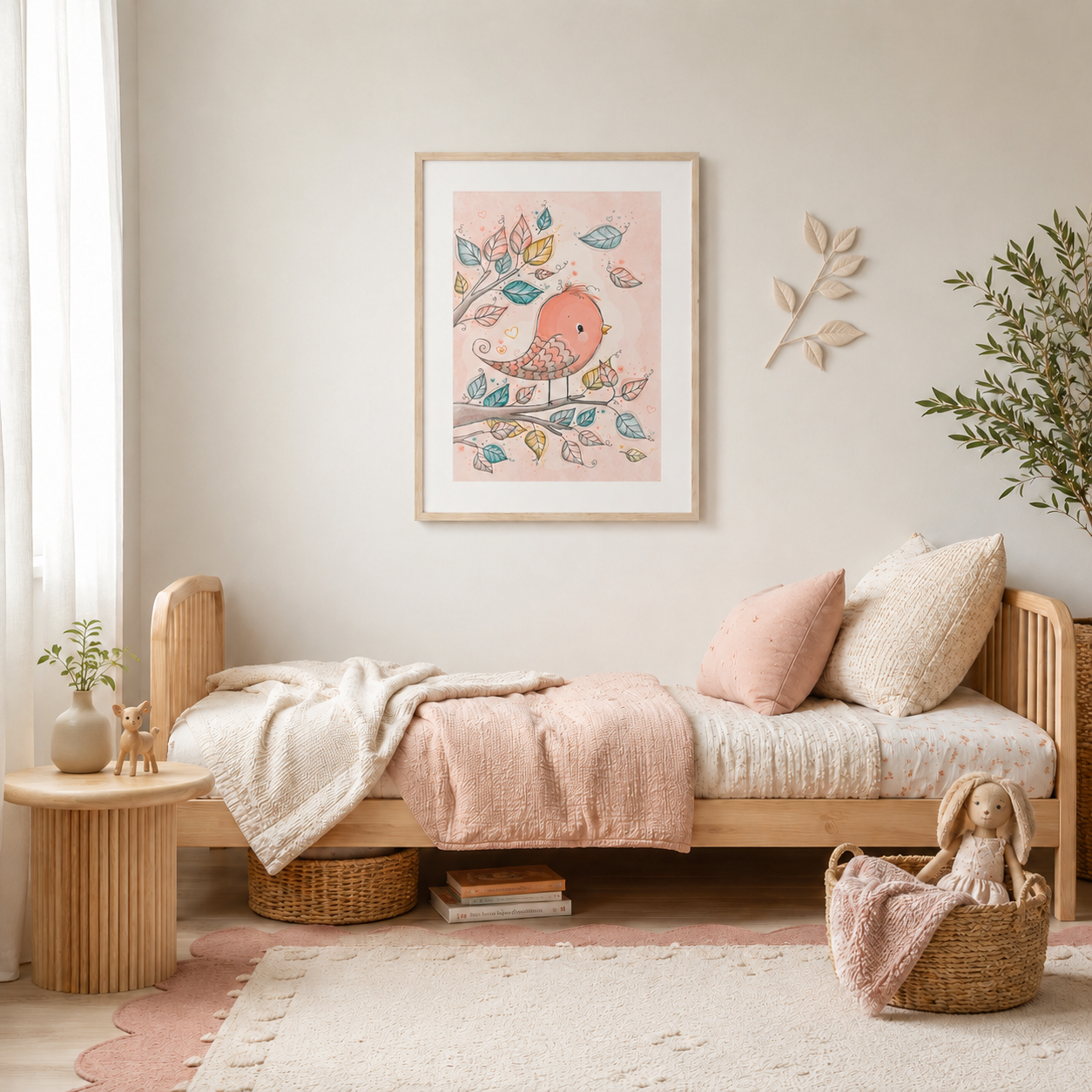 'Pretty Bird' Children's Wall Art Print