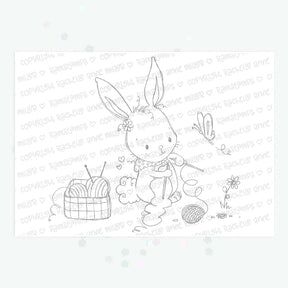 'Knitting with Bunny' Digital Stamp – Rachelle Anne Miller Creative Studios