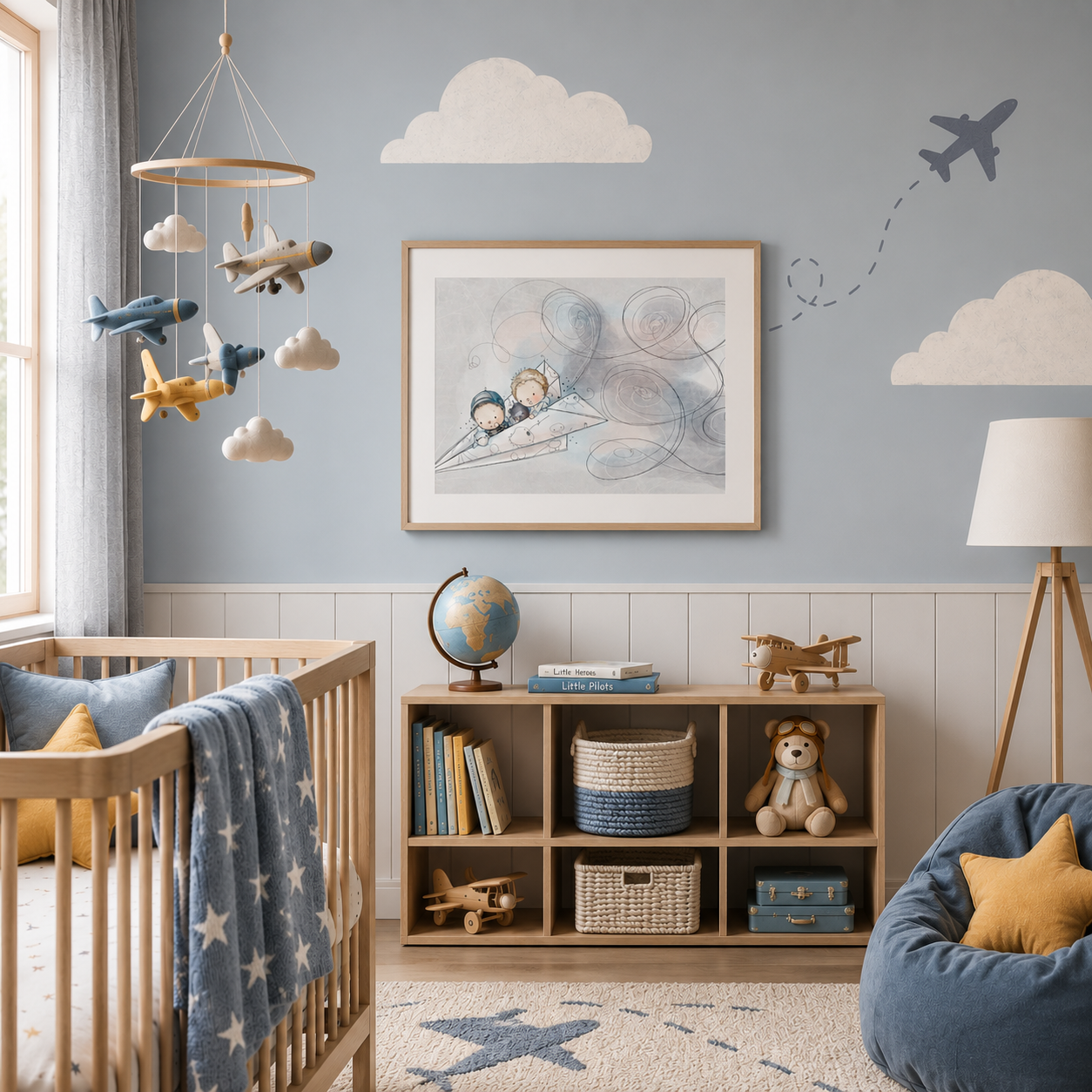 'Paper Plane Ride' Children's Wall Art Print