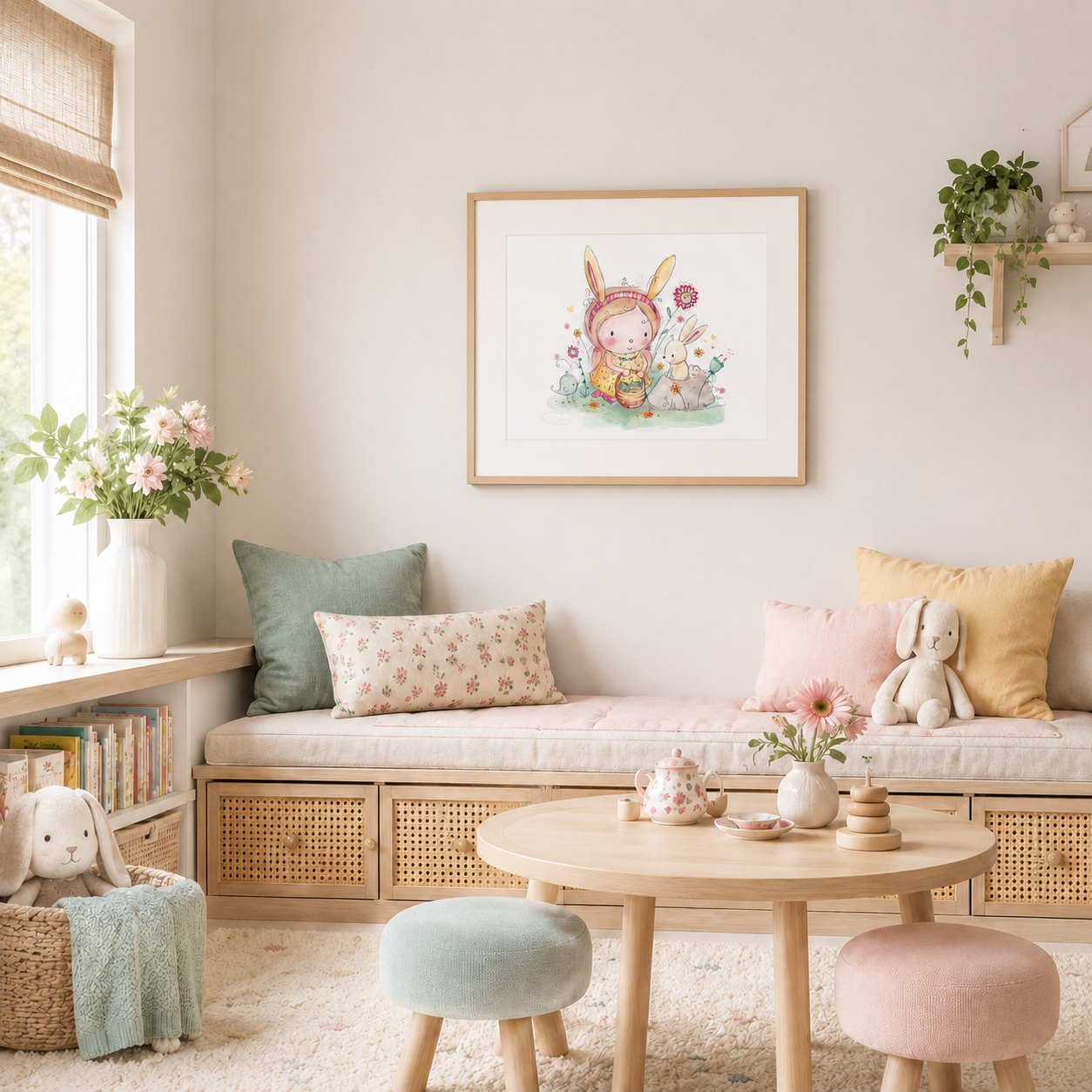 'Easter Bunny Girl' Children's Wall Art Print