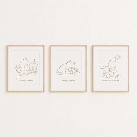 'Little Goodnights' Children's Wall Art Print Set of 3