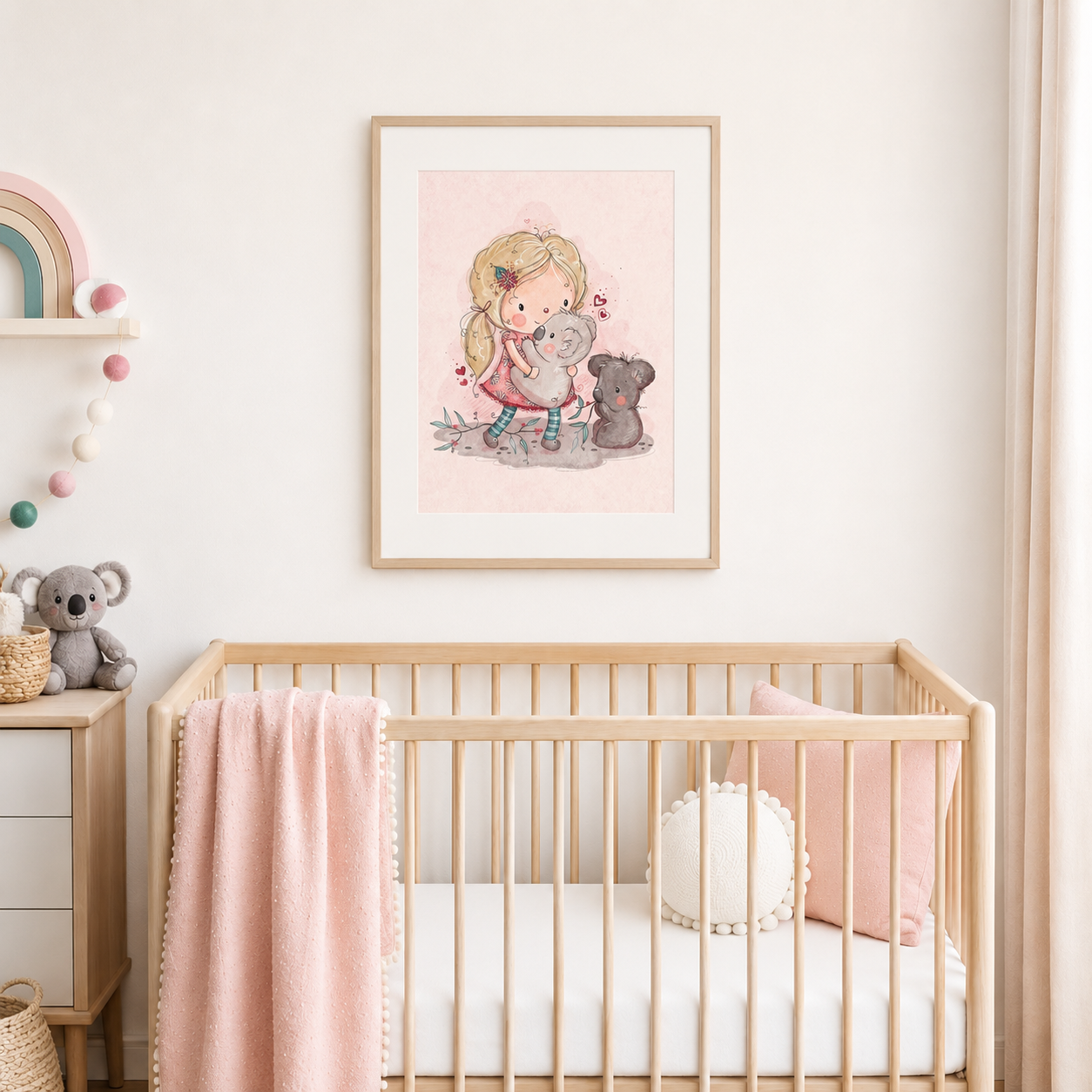 'Koala Girl' Children's Wall Art Print