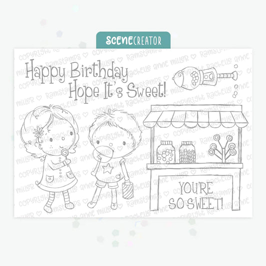 'Candy Shop' Scene Creator Digital Stamp