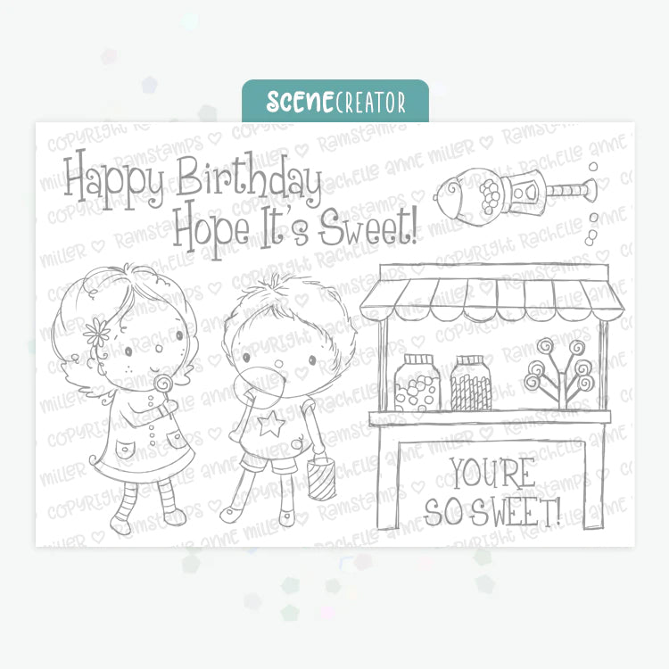 'Candy Shop' Scene Creator Digital Stamp