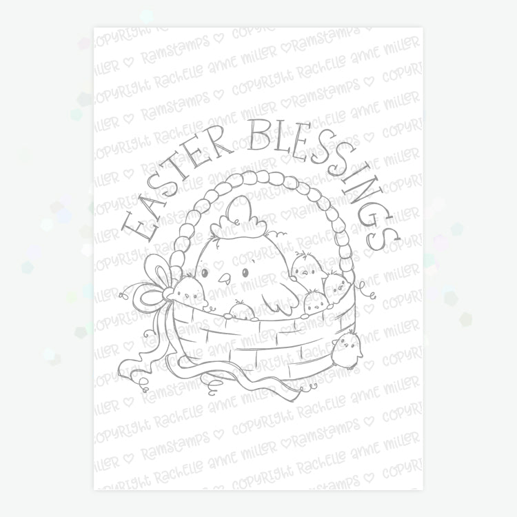 'Easter Blessings Chicks' Digital Stamp