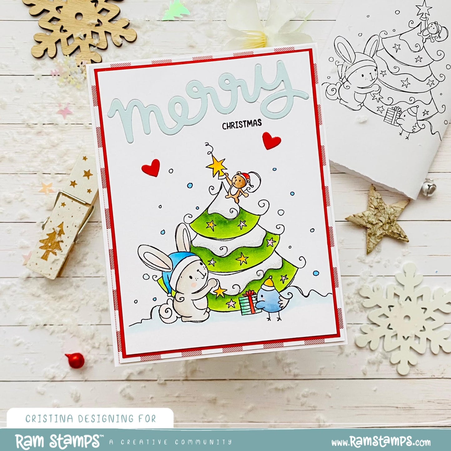 'Animal Tree' Christmas Digital Stamp