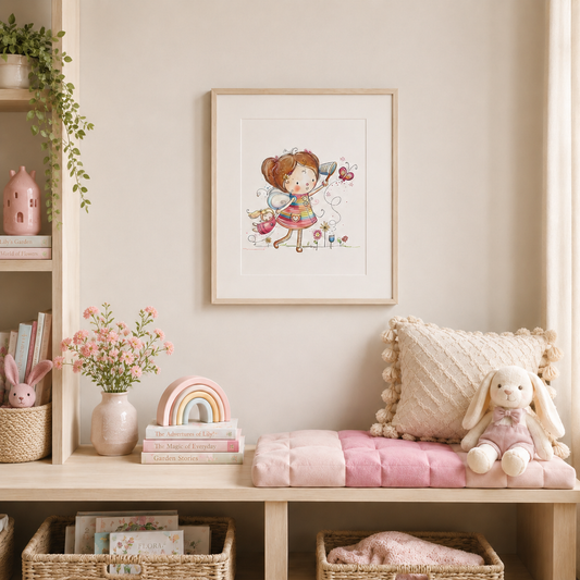 Catching Butterflies - Children's Art Print