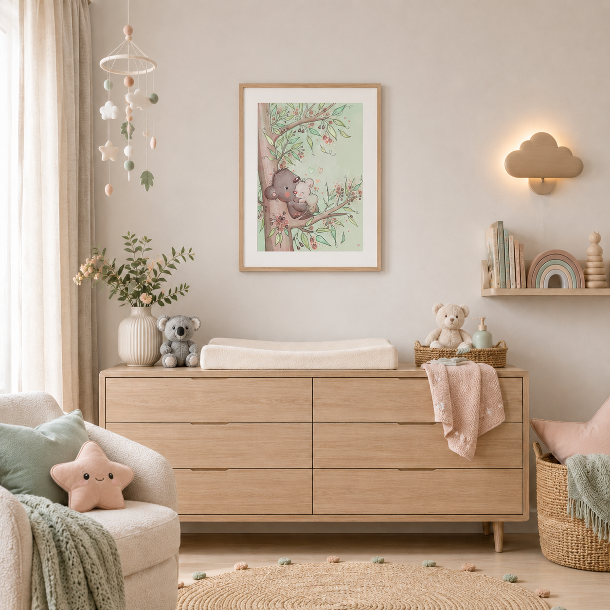 'Cuddling Koalas' Children's Wall Art Print