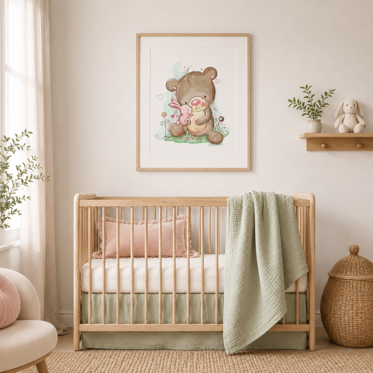 'Bear & Bunny' Children's Wall Art Print
