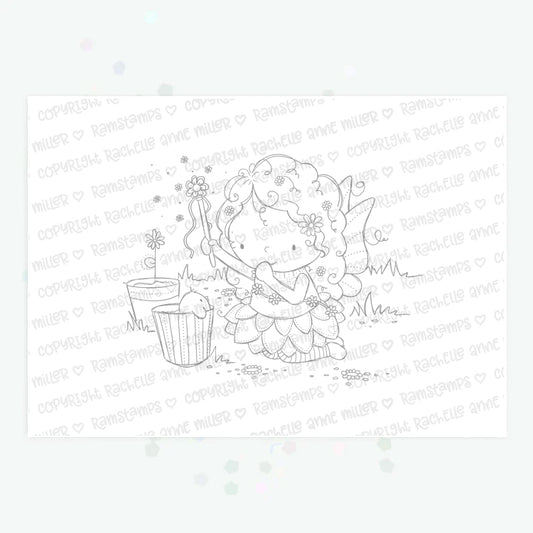 'Fairy & Birdy: Garden Pot' Digital Stamp