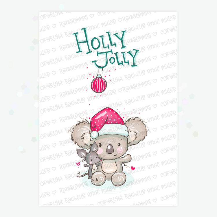 'Holly Jolly Koala' Digital Stamp & Full Colour Graphic