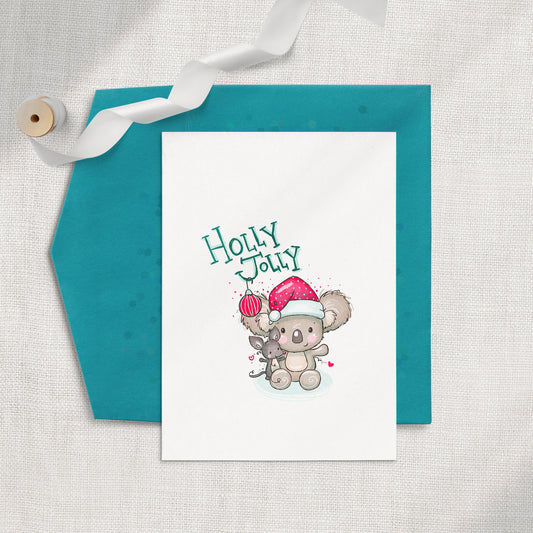 Holly Jolly Koala Christmas Card