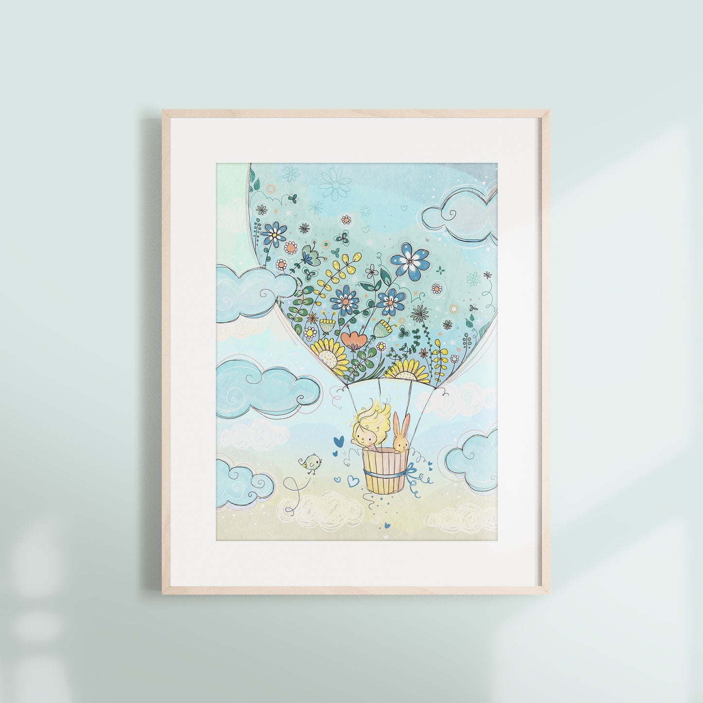 'Hot Air Balloon (Blue)' Children's Wall Art Print