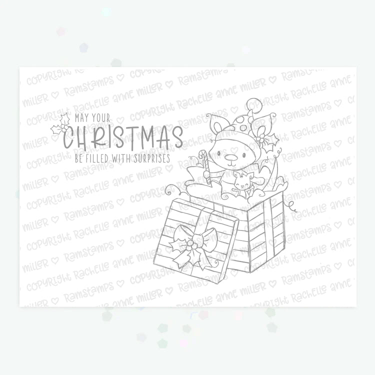 'Kangaroo Christmas Surprise' Digital Stamp