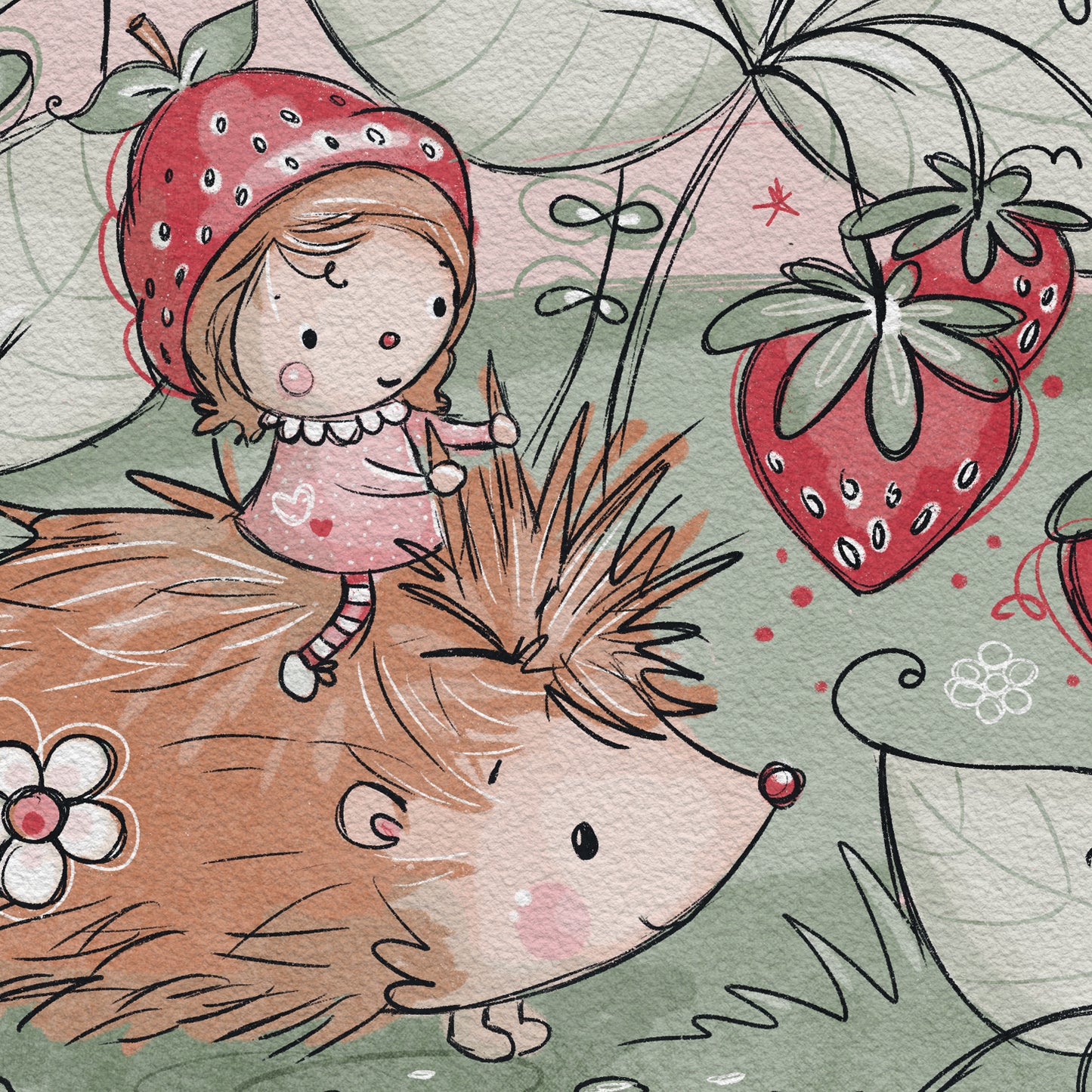 'Strawberry Patch' Children's Wall Art Print