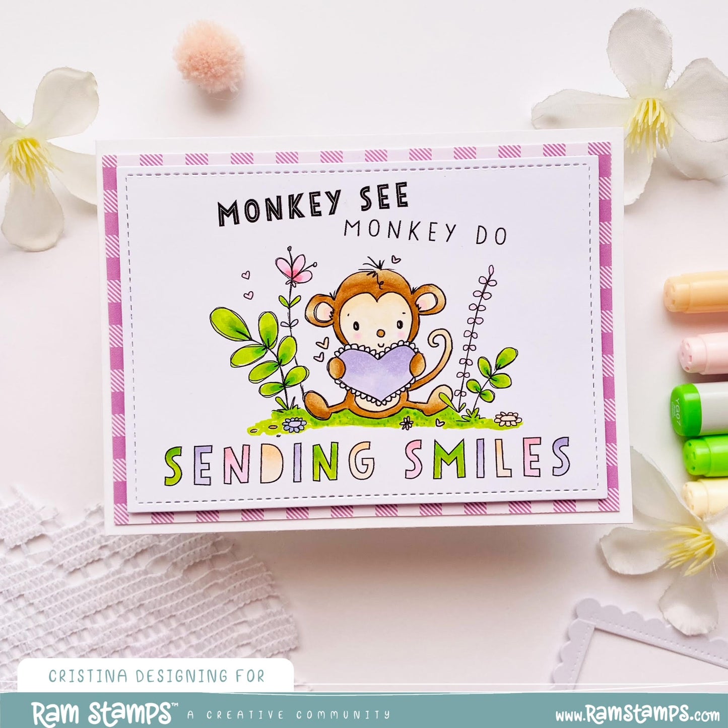 'Monkey Smiles' Mini Scene Creator Digital Stamp