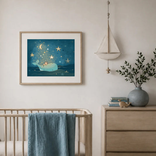'Whale Dreams - Boy' Children's Wall Art Print