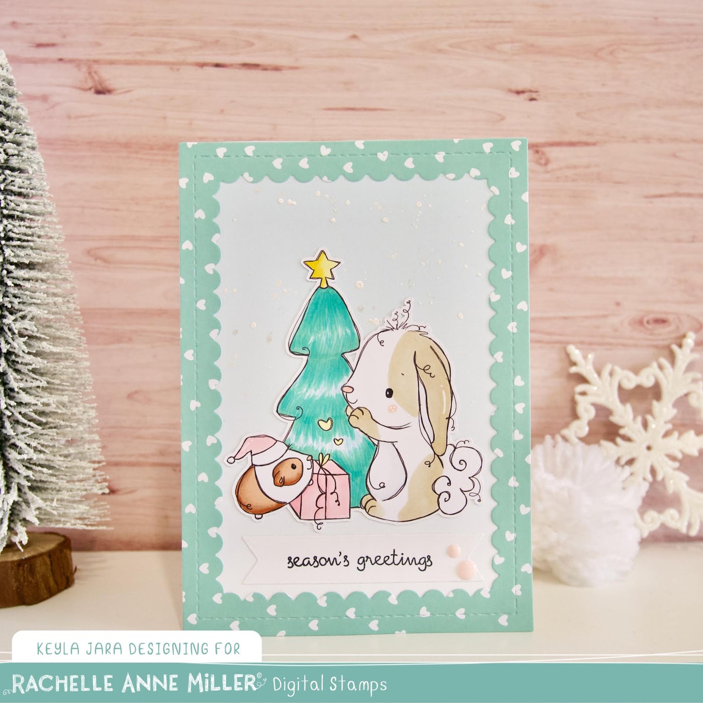 'Bunny & Guinea: Christmas Gift' Digital Stamp