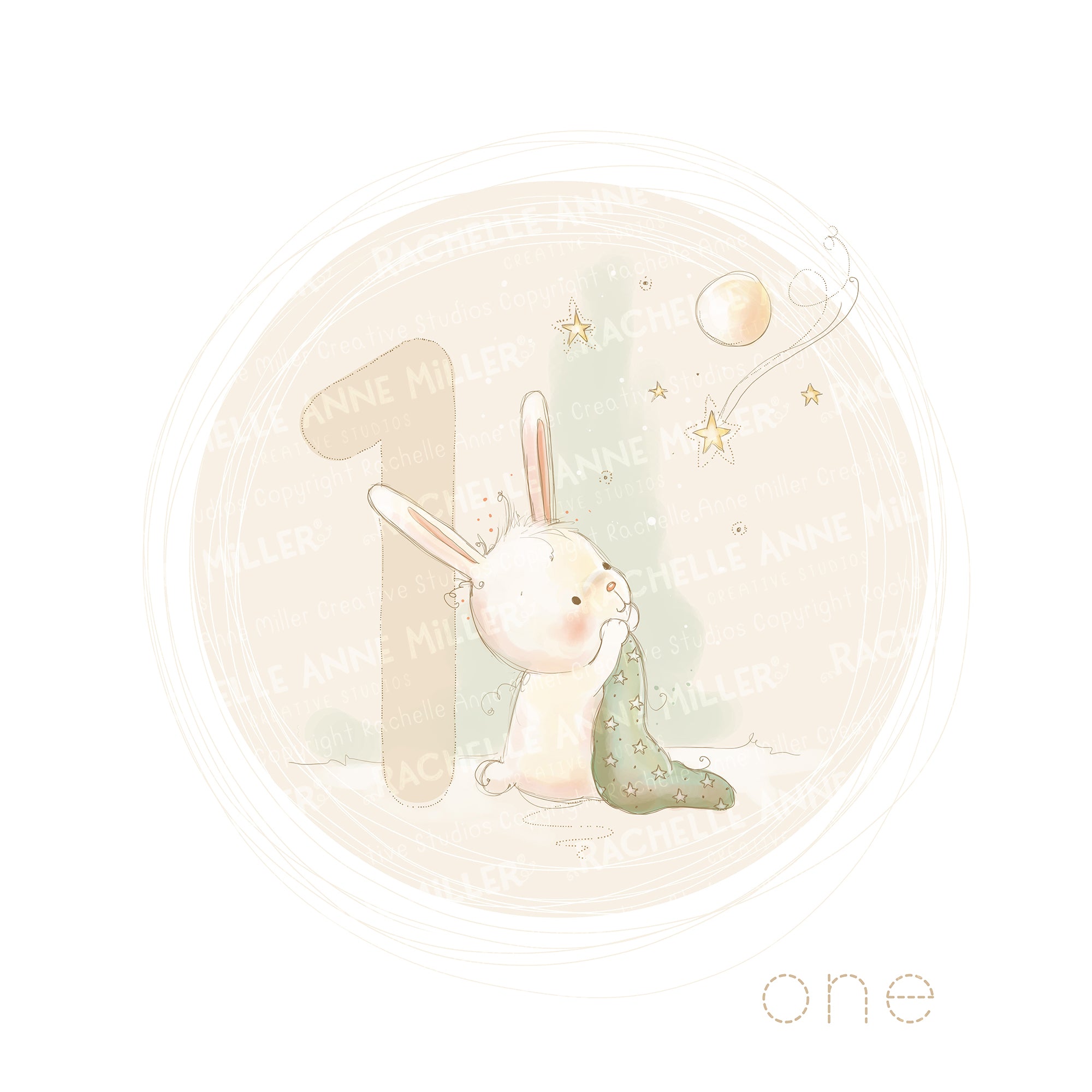 'Animal Number: One Bunny' Digital Stamp – Rachelle Anne Miller ...