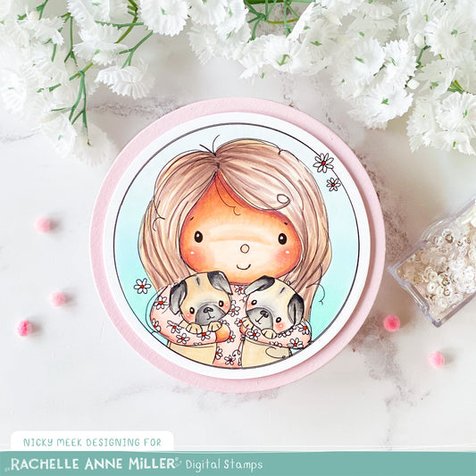 'Nicky's Pugs' Profile Digital Stamp