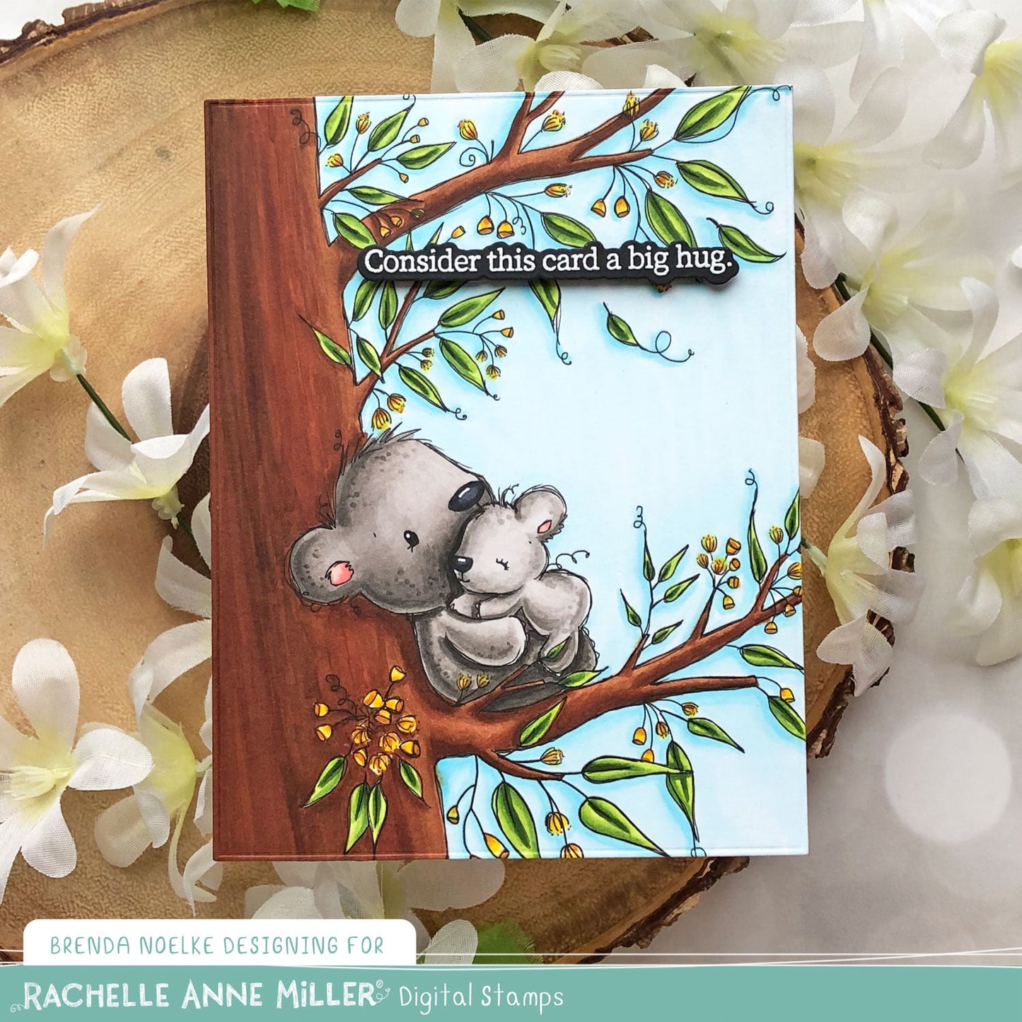 'Cuddling Koalas' Digital Stamp