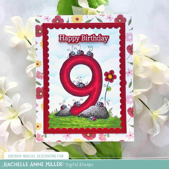 'Animal Number: Nine Ladybugs' Digital Stamp – Rachelle Anne Miller ...